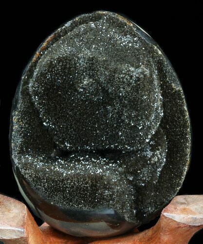 Septarian Dragon Egg Geode - Black Calcite Crystals #34702